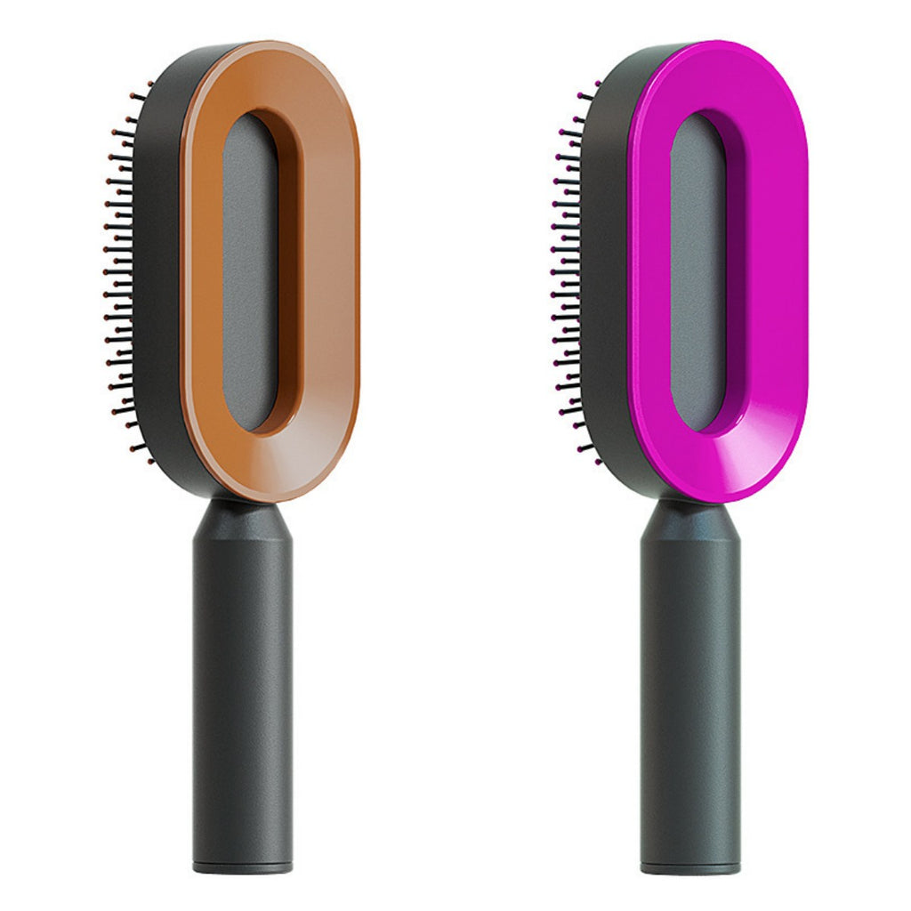 Air-cushion hairbrush — Set O; 2 air-cushion brushes: 1 black-and-gold + 1 black-and-purple