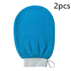 Exfoliating bath mitt — Peacock blue 2PCS; 2 exfoliating bath mitts in your selected color