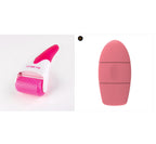 Refillable facial ice mold — Set A; 1 pink facial ice mold + 1 pink-and-white manual facial roller