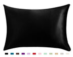 Satin-feel everyday pillowcase — black-20X29inches-1PC; black-20X36inches-1PC; black-20x26inches-1PC; 1 pillowcase in your selected color, material option and size