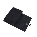 Clip-on waffle sports towel — Black; 1 clip-on sports towel