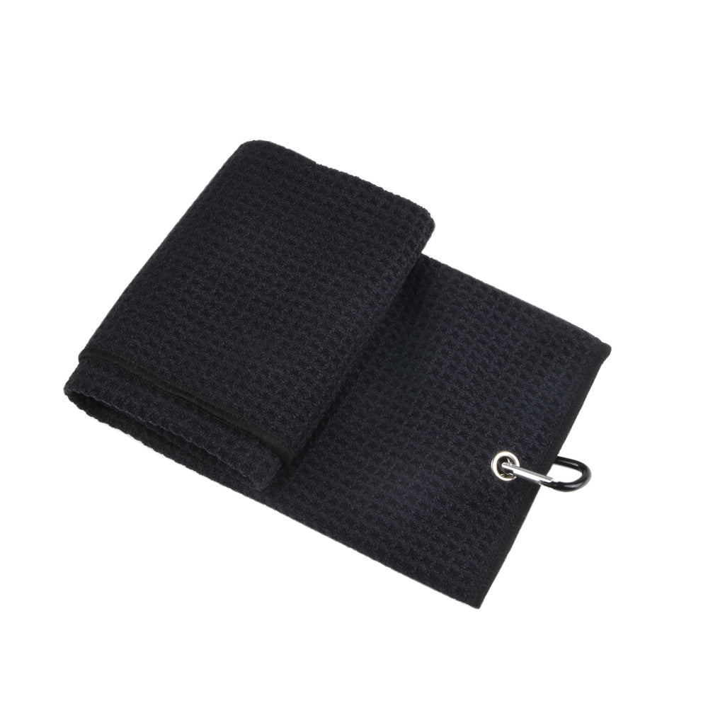 Clip-on waffle sports towel — Black; 1 clip-on sports towel