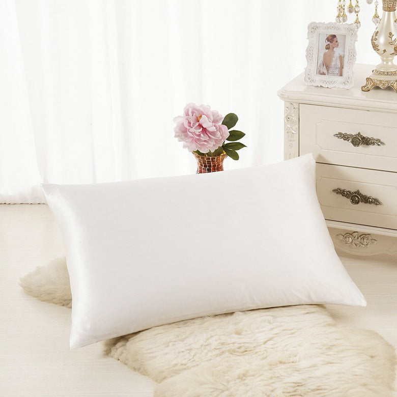 Satin-feel everyday pillowcase — Silk white-75X50cm-1pc; 1 pillowcase in your selected color, material option and size