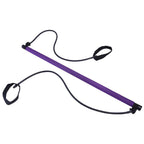 Portable Pilates bar — Purple; 1 Pilates bar + 2 resistance cords with foot loops
