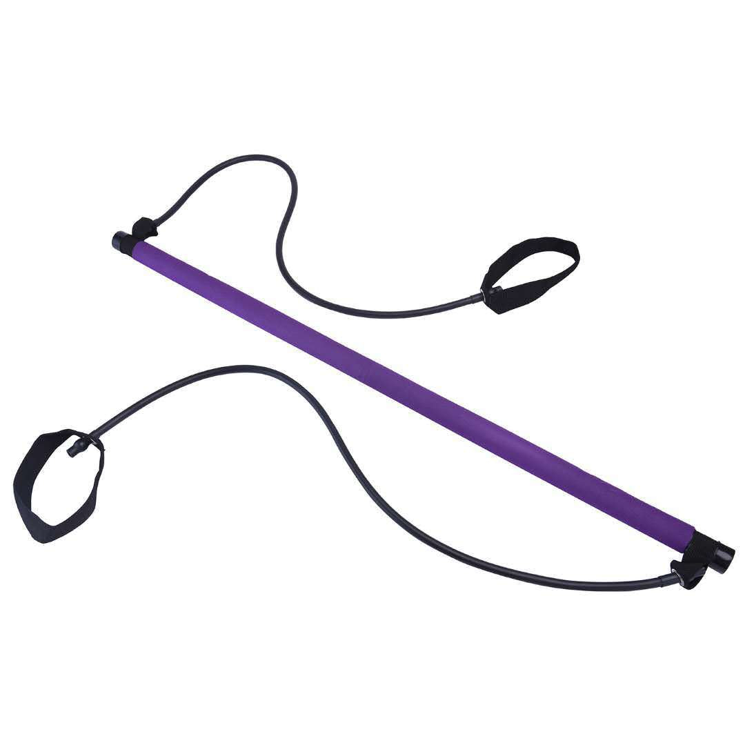 Portable Pilates bar — Purple; 1 Pilates bar + 2 resistance cords with foot loops