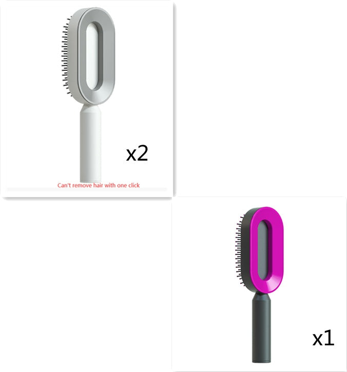 Air-cushion hairbrush — Set3; 3 air-cushion brushes: 2 white + 1 black-and-purple