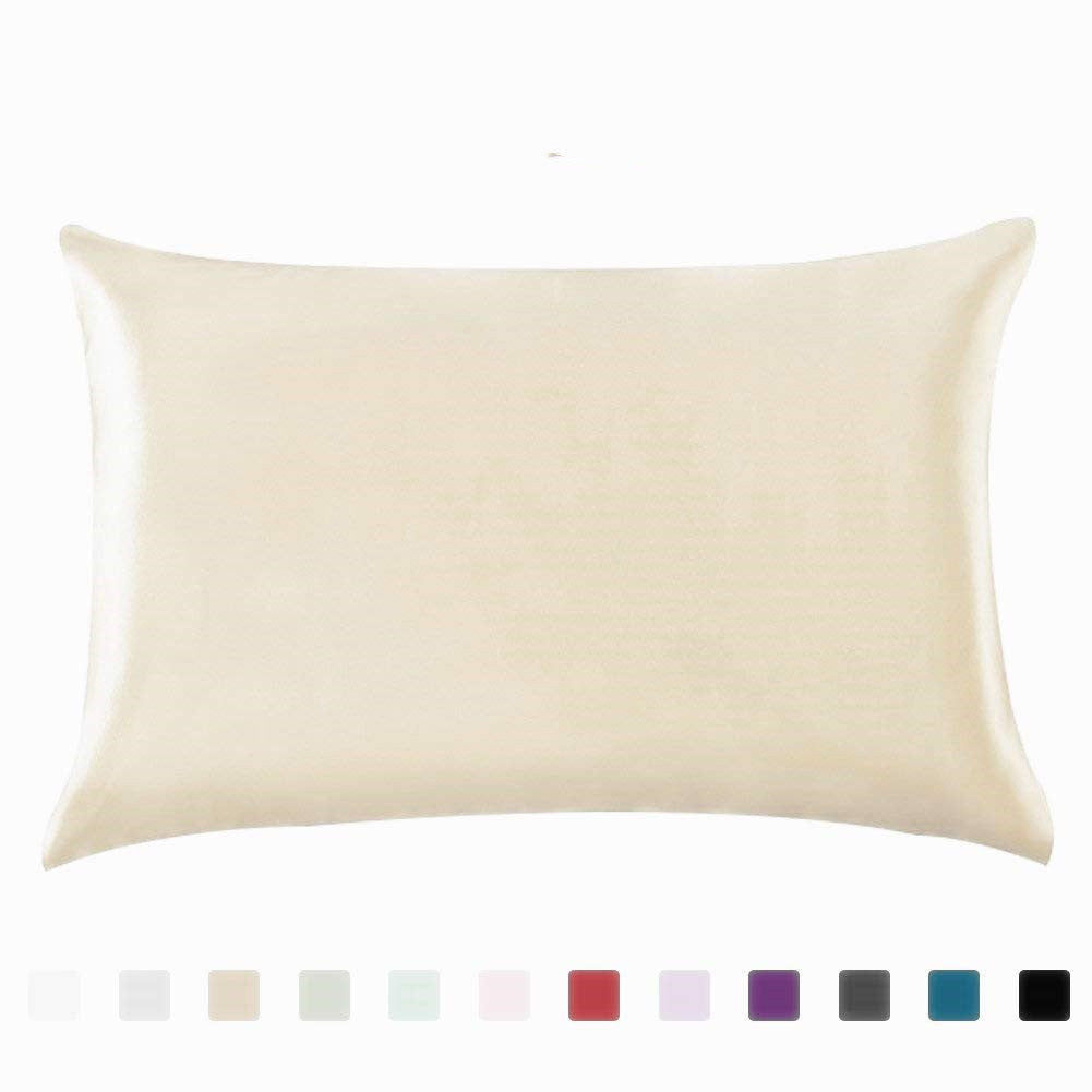 Satin-feel everyday pillowcase — Beige-20X36inches-1PC; Beige-20X29inches-1PC; Beige-20x26inches-1PC; 1 pillowcase in your selected color, material option and size