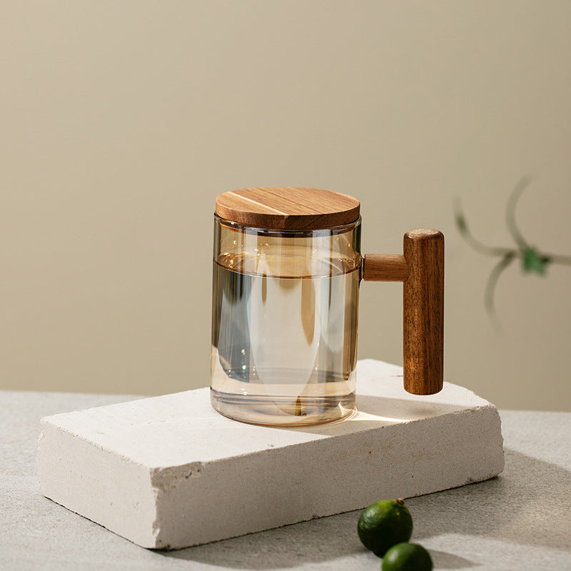 Glass ritual mug — Amber With Cover-301to400ml; 1 glass mug + 1 lid, in your selected color