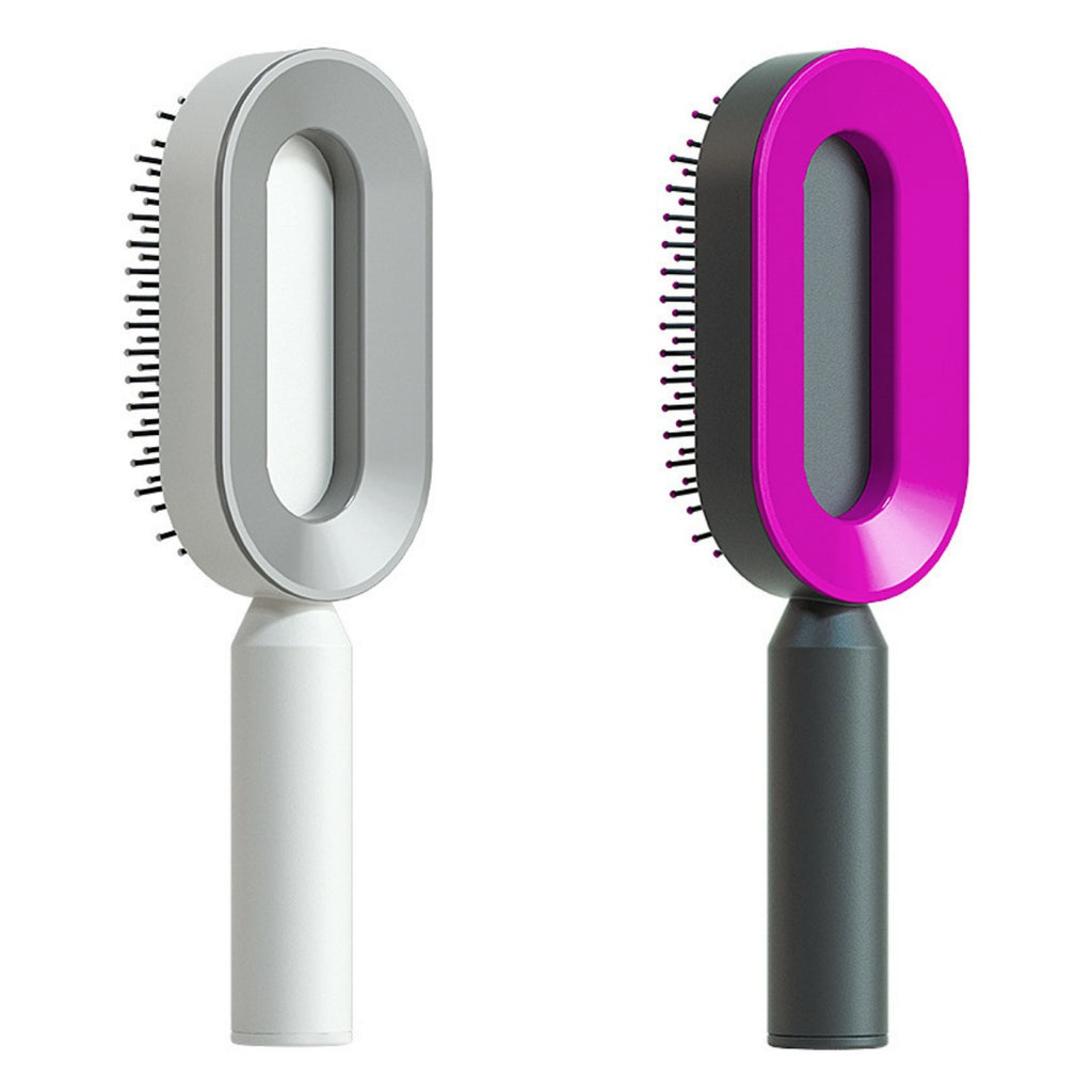 Air-cushion hairbrush — Set P; 2 air-cushion brushes: 1 white + 1 black-and-purple