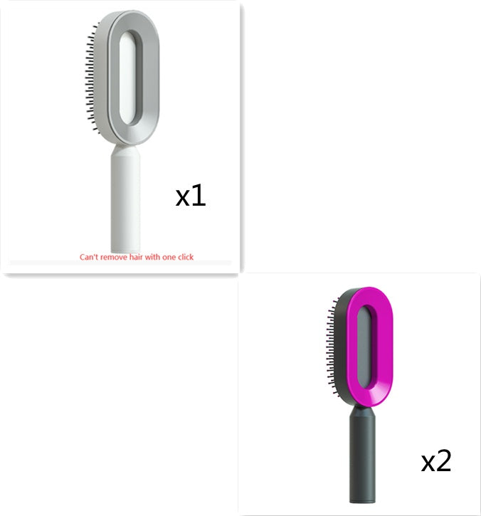 Air-cushion hairbrush — Set4; 3 air-cushion brushes: 1 white + 2 black-and-purple