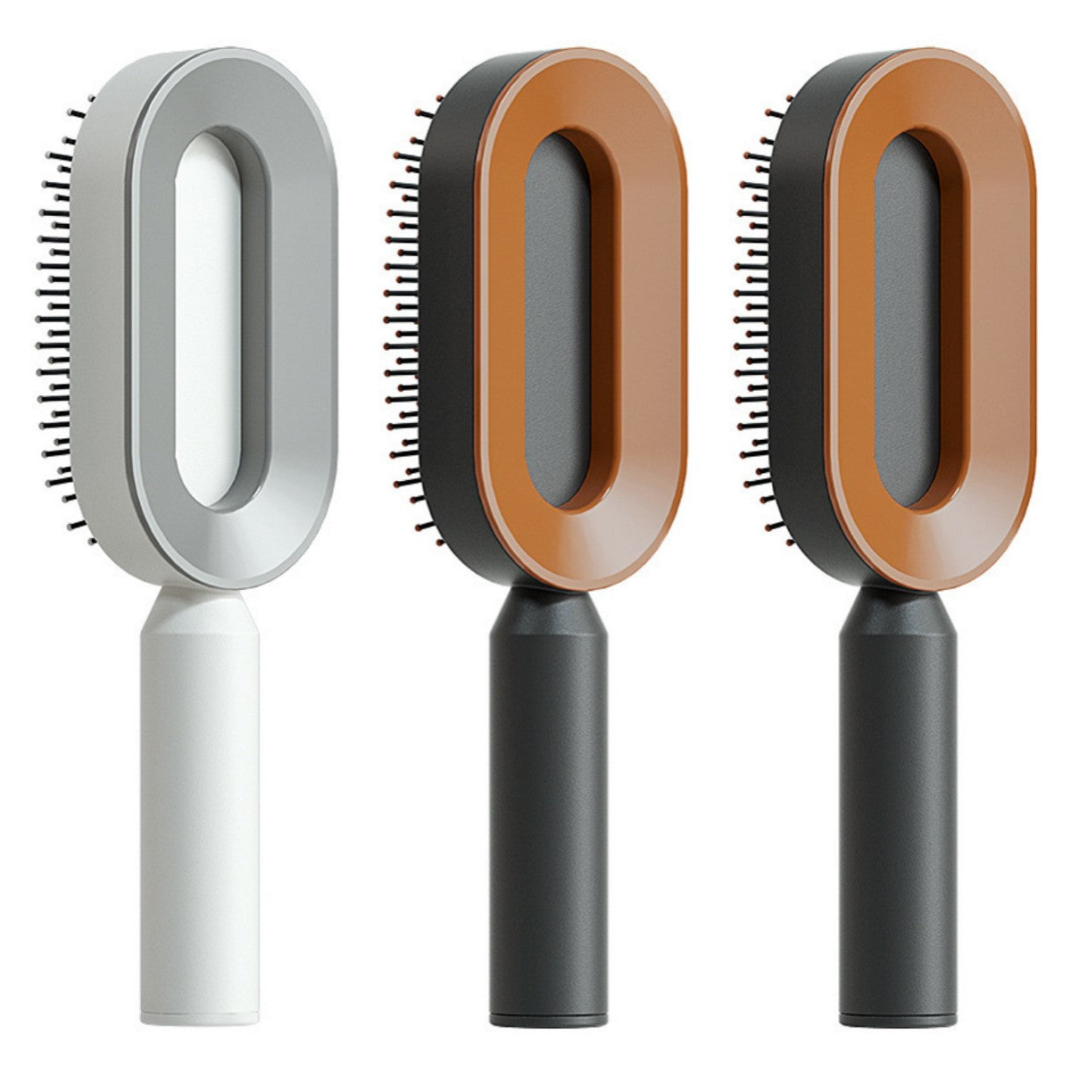 Air-cushion hairbrush — Set T; 3 air-cushion brushes: 1 white + 2 black-and-gold