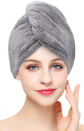 Fleece hair towel wrap — Gray-25X70cm; Gray-25x65cm; 1 hair towel wrap in the selected color and listed size