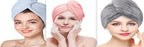 Fleece hair towel wrap — Set-25X70cm; 3 hair towel wraps: light blue, pink and grey, each 25 × 70 cm