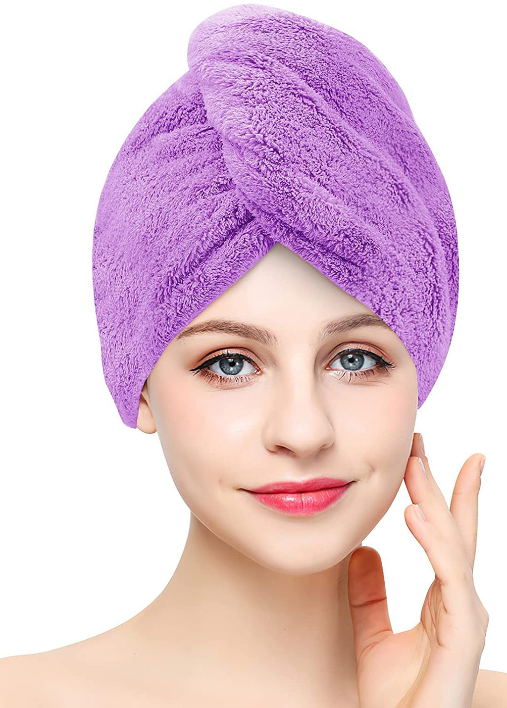 Fleece hair towel wrap — Purple-25X70cm; Purple-25x65cm; 1 hair towel wrap in the selected color and listed size