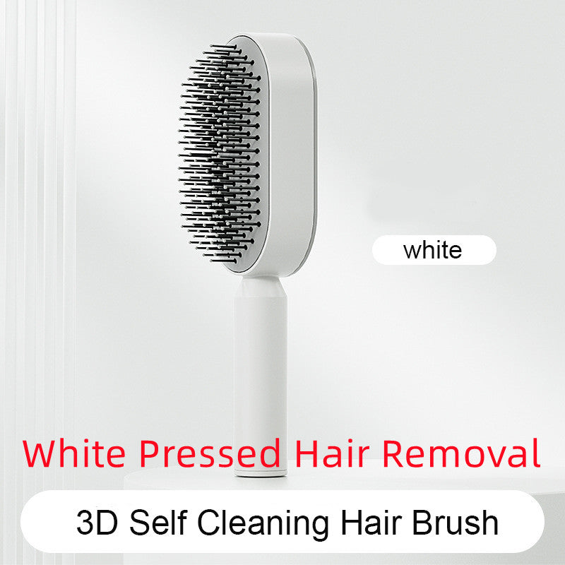 Air-cushion hairbrush — White Pressed Hair Removal; 1 white press-clean brush