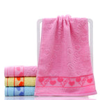 Cotton everyday face towel — Pink heart-73x33cm; 1 face towel in your selected color and listed size