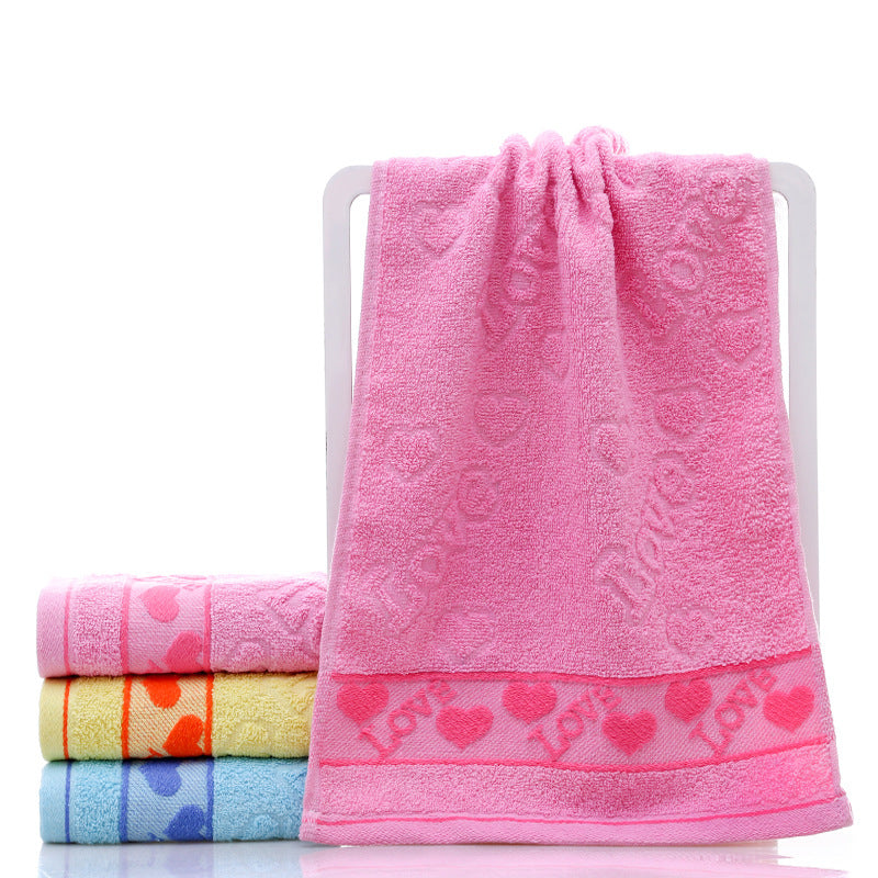 Cotton everyday face towel — Pink heart-73x33cm; 1 face towel in your selected color and listed size