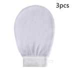 Exfoliating bath mitt — White 3PCS; 3 exfoliating bath mitts in your selected color