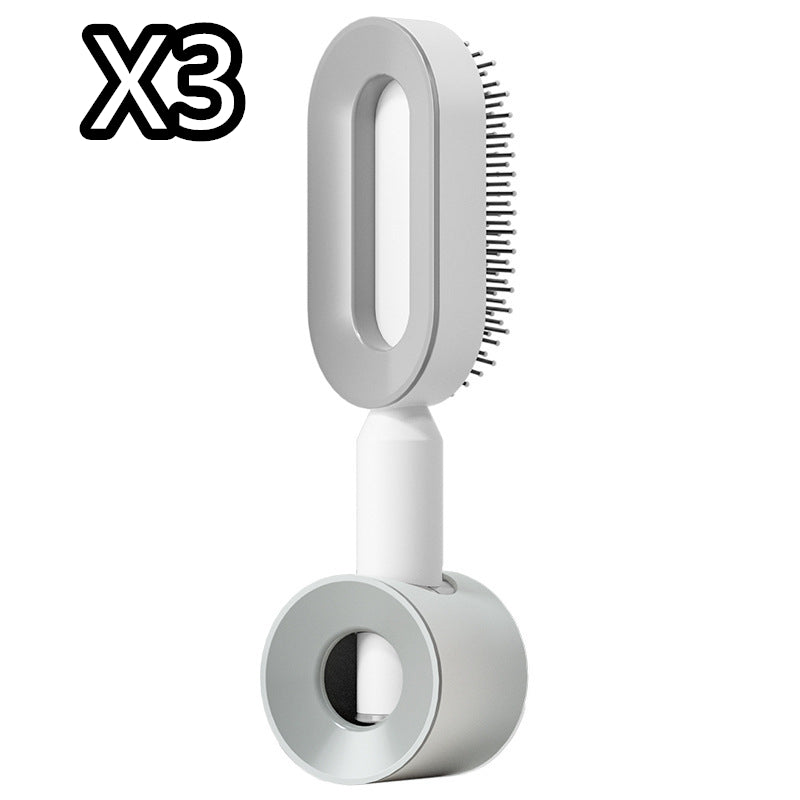 Air-cushion hairbrush — Set7; 3 white air-cushion brushes + 3 white bases