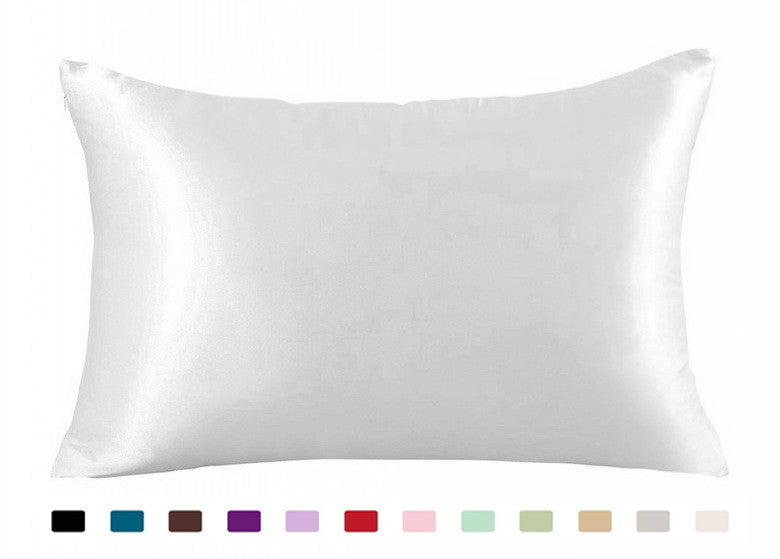 Satin-feel everyday pillowcase — white-20x26inches-1PC; white-20x29inches-1PC; white-20X36inches-1PC; 1 pillowcase in your selected color, material option and size