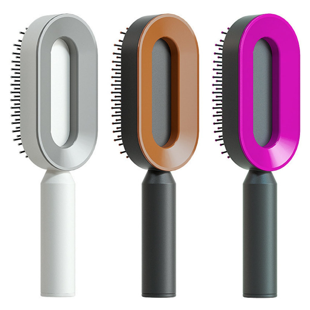 Air-cushion hairbrush — Set Z; 3 air-cushion brushes: 1 white, 1 black-and-gold and 1 black-and-purple