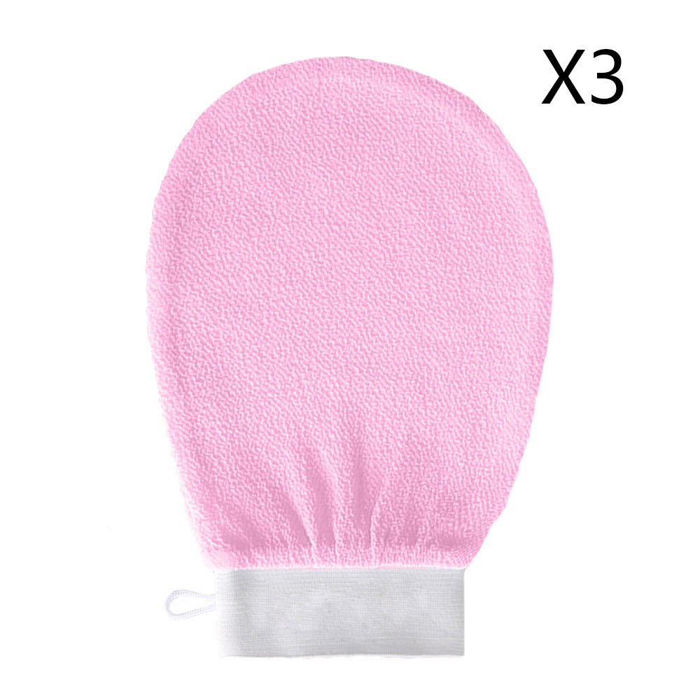 Exfoliating bath mitt — Pink 3PCS; 3 exfoliating bath mitts in your selected color
