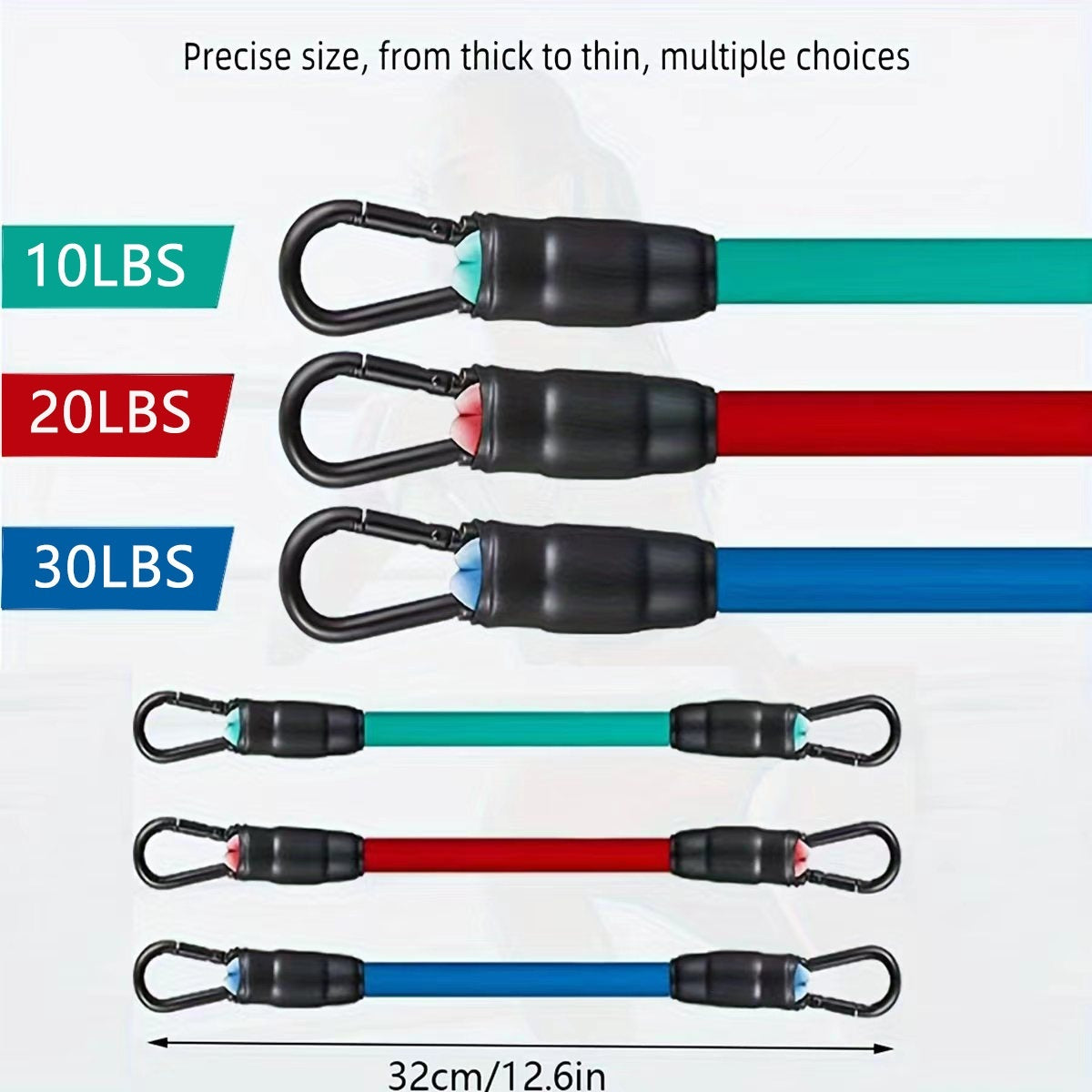 Ankle resistance training kit — 3color 3 Tube 10 To 30 Pounds; 3 resistance tubes only