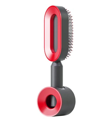 Air-cushion hairbrush — Hollowed out red suit; 1 red air-cushion brush + 1 red base