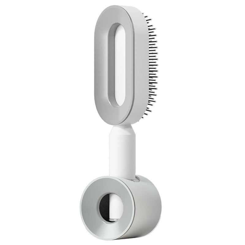 Air-cushion hairbrush — Elegant white Set; 1 white air-cushion brush + 1 white base
