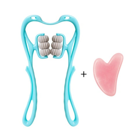 Six-wheel manual roller — Blue6 rollers suit; 1 blue six-wheel manual roller + 1 pink heart-shaped massage board