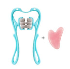 Six-wheel manual roller — Blue6 rollers suit; 1 blue six-wheel manual roller + 1 pink heart-shaped massage board