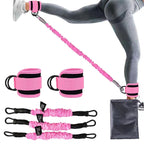 Ankle resistance training kit — Break proof gradients3color; 3 resistance tubes + 2 ankle cuffs + 1 storage bag, in the pictured buckle/color combination