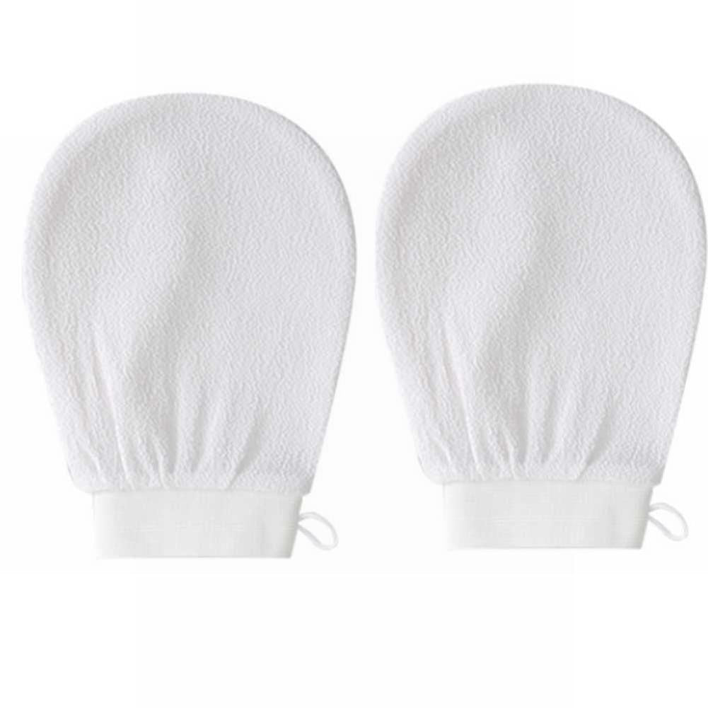Exfoliating bath mitt — White 2pcs; 2 exfoliating bath mitts in your selected color