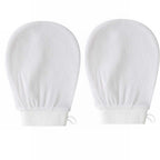 Exfoliating bath mitt — White 2pcs; 2 exfoliating bath mitts in your selected color