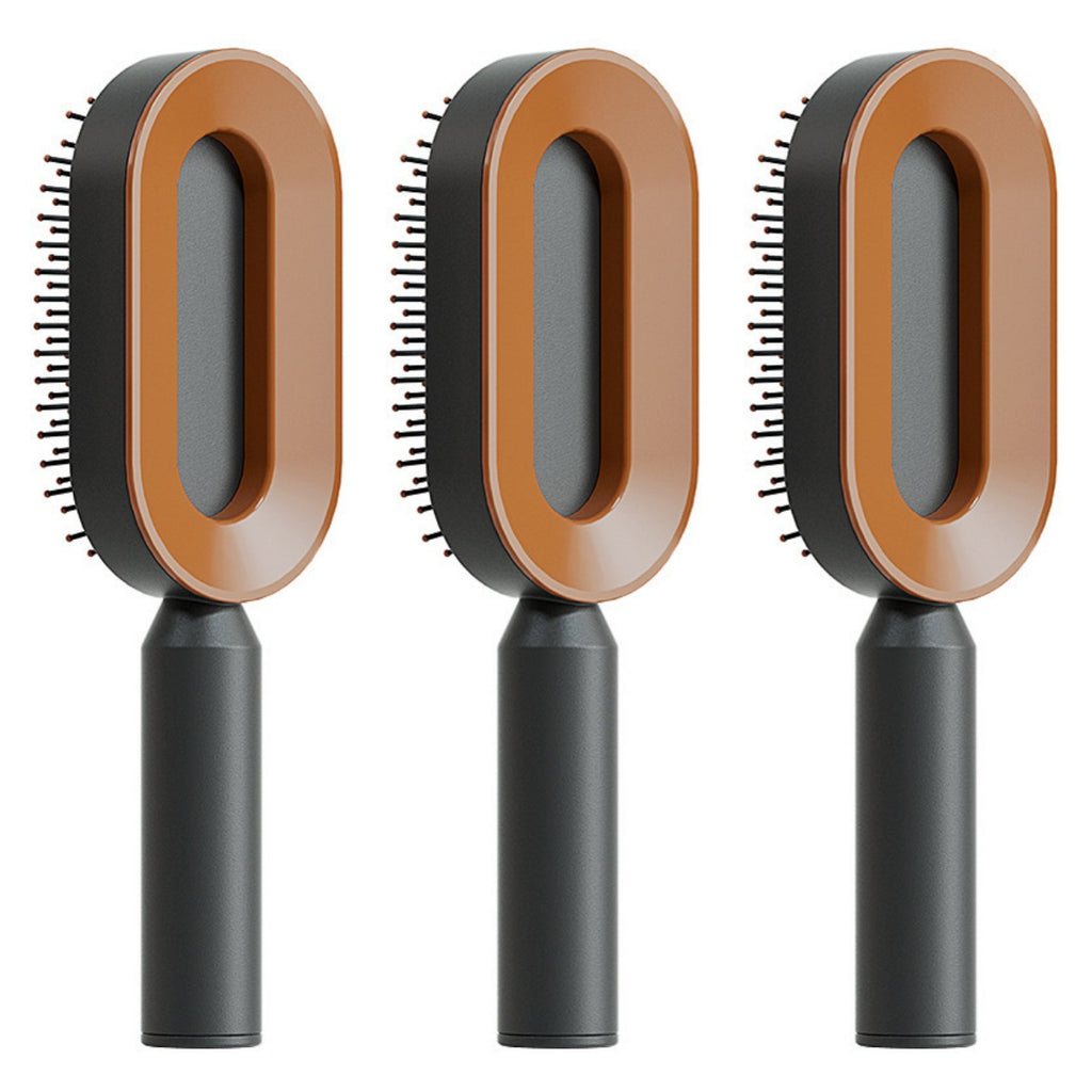 Air-cushion hairbrush — Set Q; 3 black-and-gold air-cushion brushes