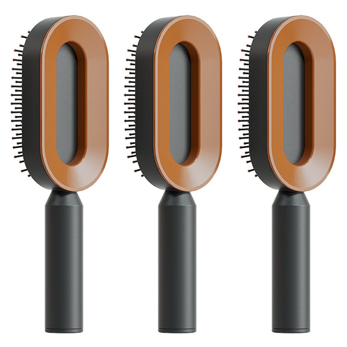 Air-cushion hairbrush — Set Q; 3 black-and-gold air-cushion brushes