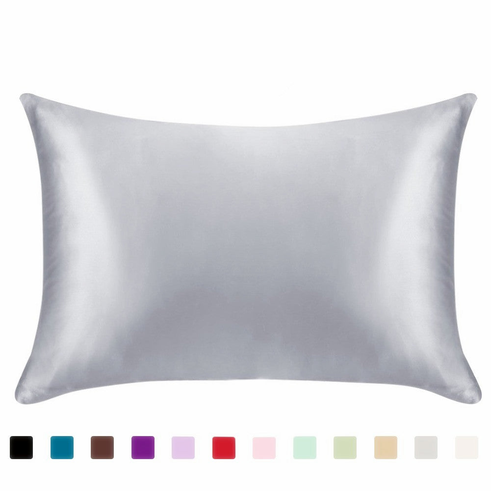 Satin-feel everyday pillowcase — Silver-20x29inches-1PC; Silver-20x26inches-1PC; Silver-20X36inches-1pc; 1 pillowcase in your selected color, material option and size