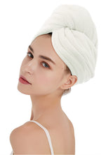 Fleece hair towel wrap — White-25X70cm; White-25x65cm; 1 hair towel wrap in the selected color and listed size