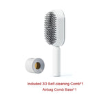 Air-cushion hairbrush — Set B; 1 white press-clean brush + 1 white base