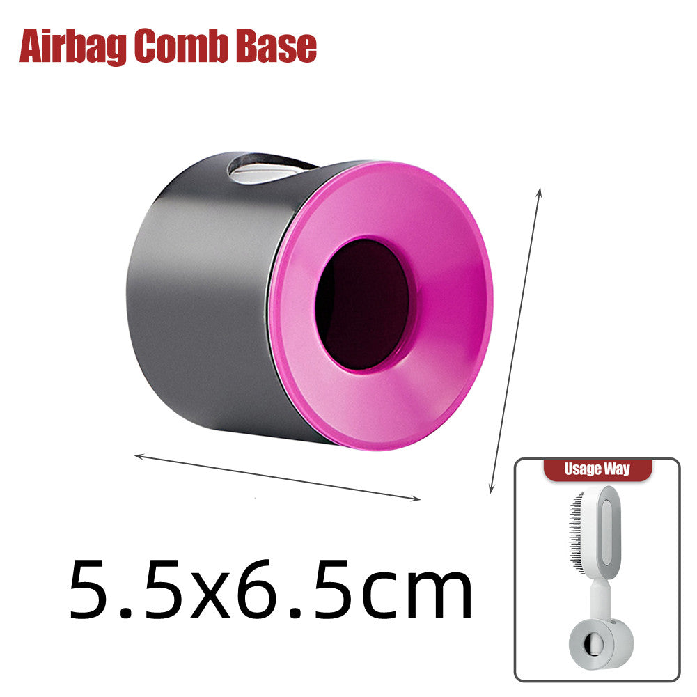 Air-cushion hairbrush — Rose red base; 1 rose-red brush stand only