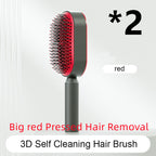 Air-cushion hairbrush — Set F; 2 red press-clean brushes