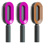 Air-cushion hairbrush — Set Y; 3 air-cushion brushes: 2 black-and-purple + 1 black-and-gold