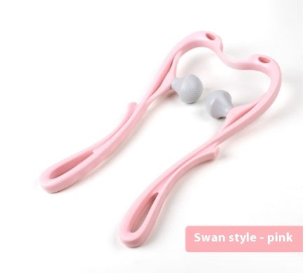 Six-wheel manual roller — Swan pink; 1 pink swan-style two-ball manual roller