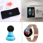 Pocket vibrating massager — Blue set-To enhance-USB; 1 blue vibrating massager + 1 black electronic waist belt + 1 gold-color smartwatch; massager USB cable included