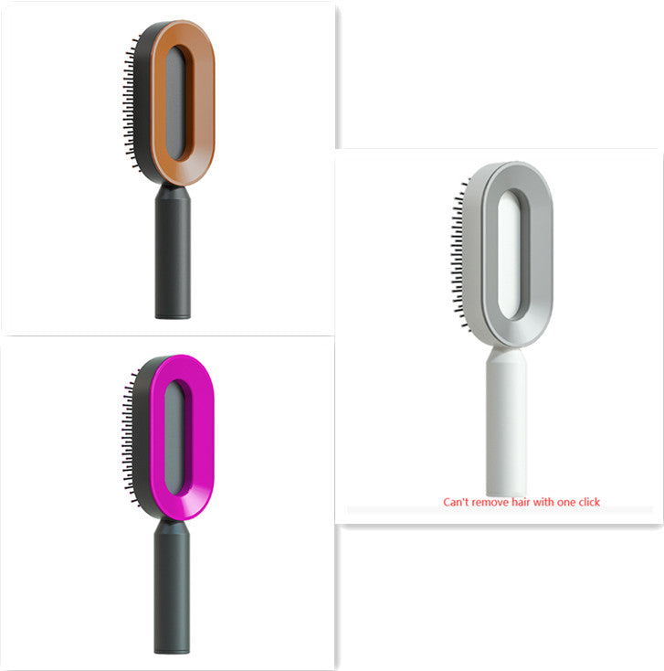 Air-cushion hairbrush — Set K; 3 air-cushion brushes: 1 white, 1 black-and-gold and 1 black-and-purple