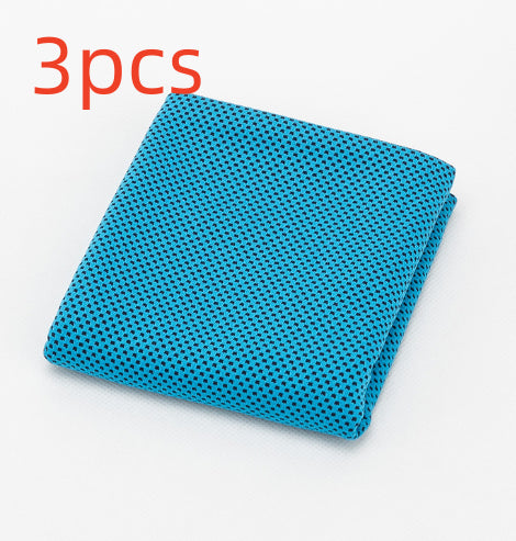 Cooling sports towel — Sky blue 3pcs-30x100cm-Opp bag; 3 sky-blue 30 × 100 cm cooling towels