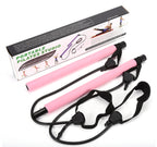 Portable Pilates bar — Pink; 1 Pilates bar + 2 resistance cords with foot loops
