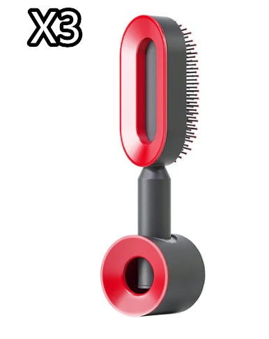 Air-cushion hairbrush — Set9; 3 red air-cushion brushes + 3 red bases
