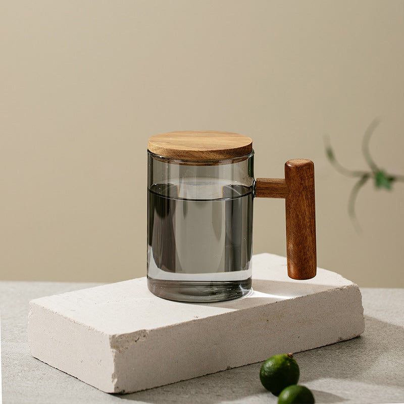 Glass ritual mug — Gray With Cover-301to400ml; 1 glass mug + 1 lid, in your selected color