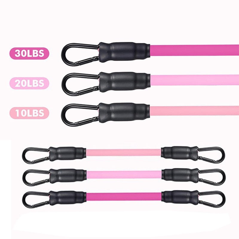 Ankle resistance training kit — Pink 3 Tubes 10 To 30 Pounds; 3 resistance tubes only